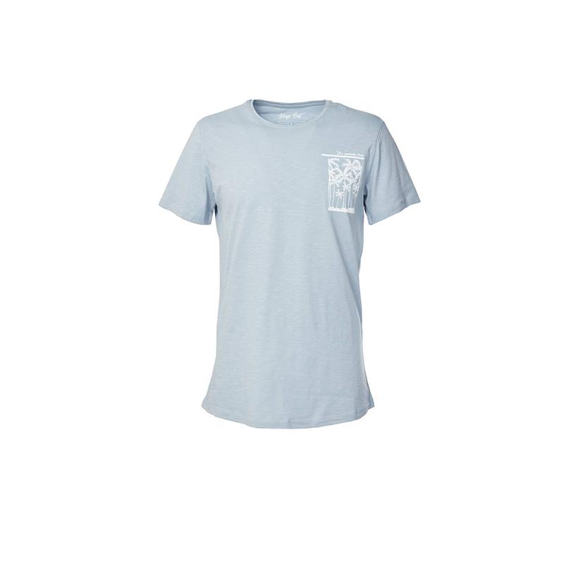 Keep Out Heren T-shirt met ronde hals en tropisch patroon, lichtblauw