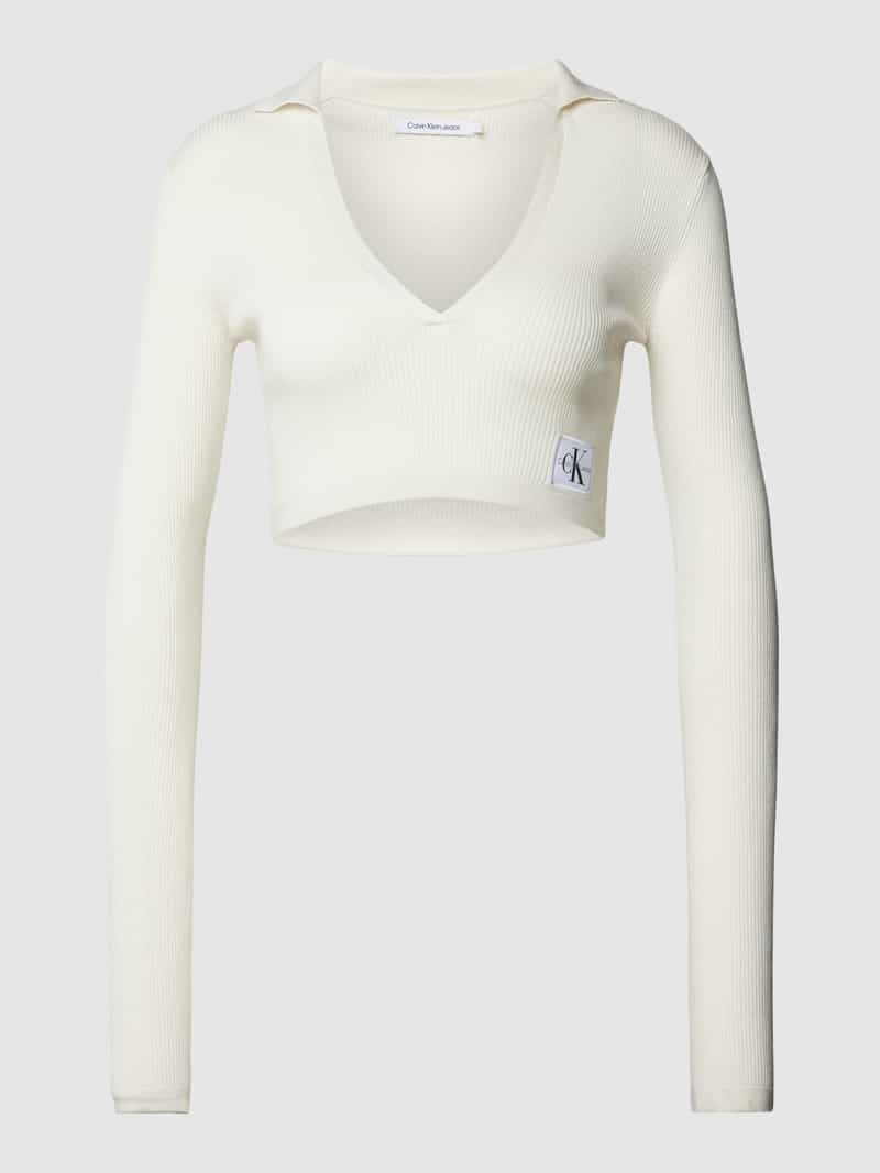 Calvin Klein Jeans Korte gebreide pullover met labeldetail