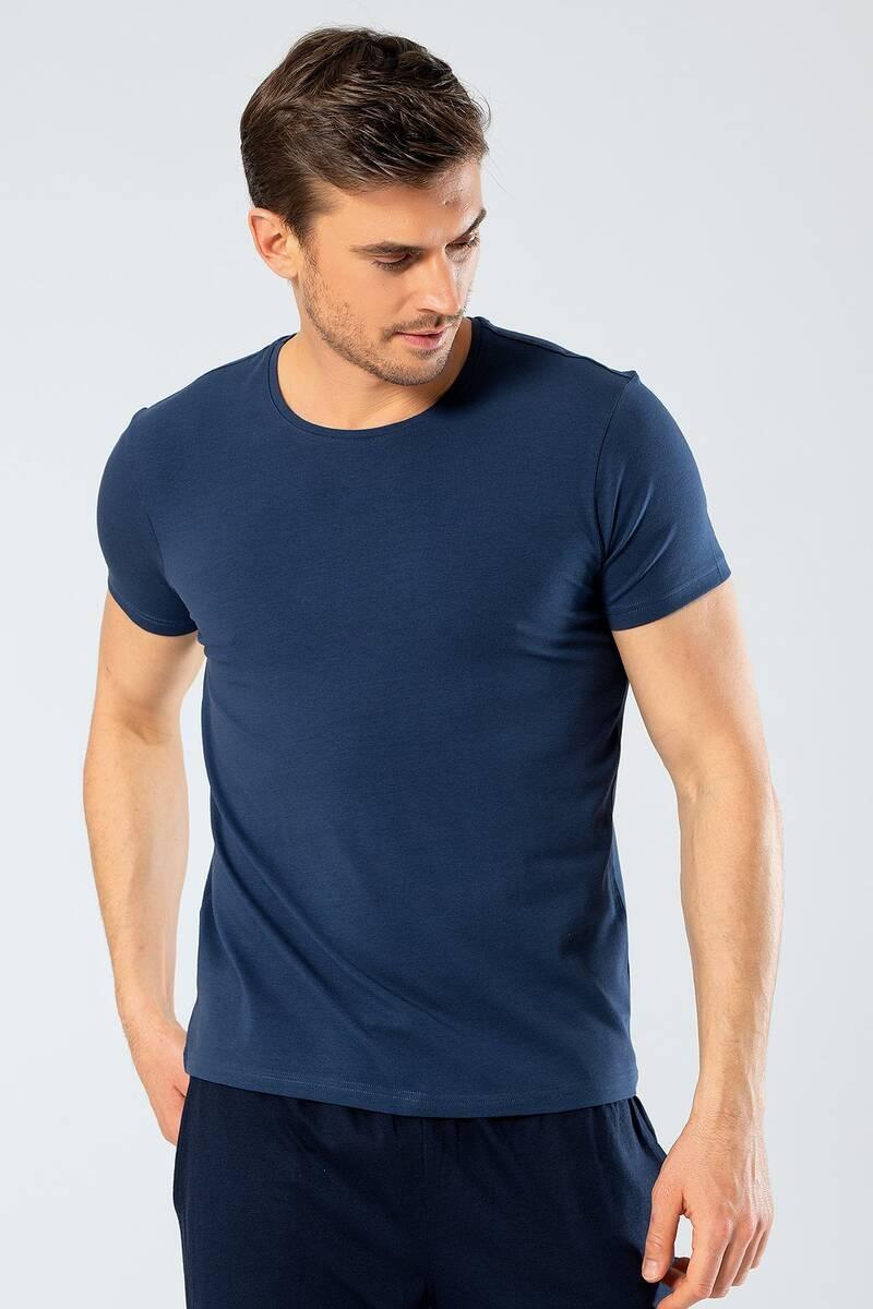 Markapia Cacharel Lycra T-shirt voor heren met ronde hals, marineblauw