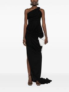 Rick Owens draped one-shoulder maxi dress - Zwart