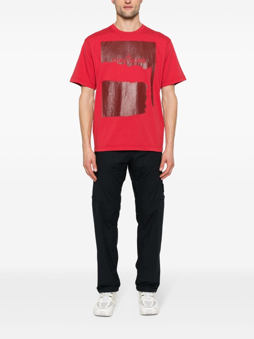 Stone Island T-shirt met logoprint - Rood
