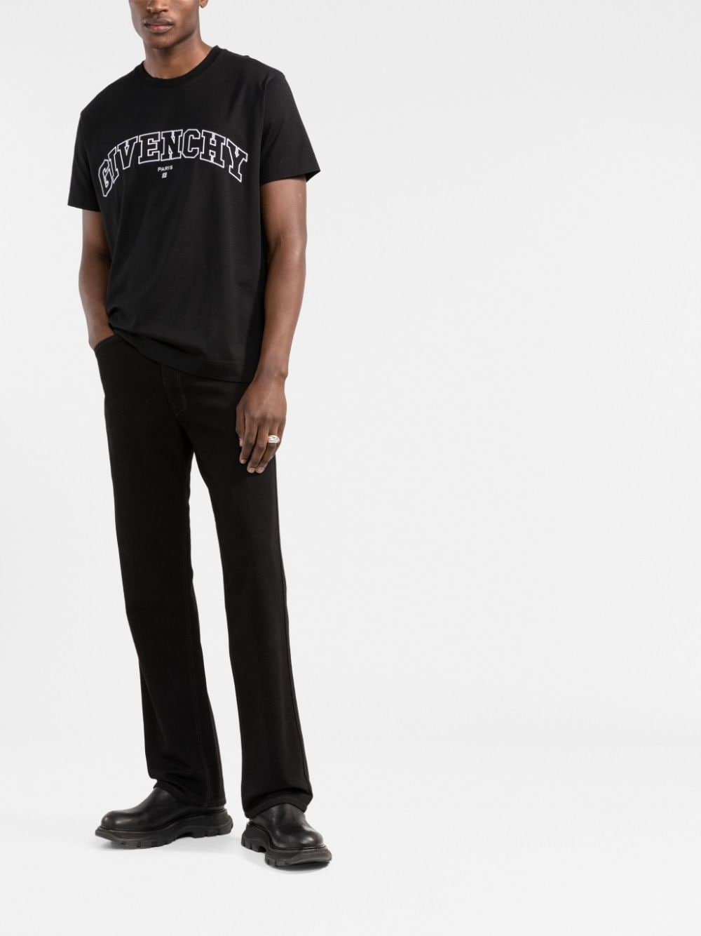 Givenchy T-shirt met geborduurd logo - Zwart