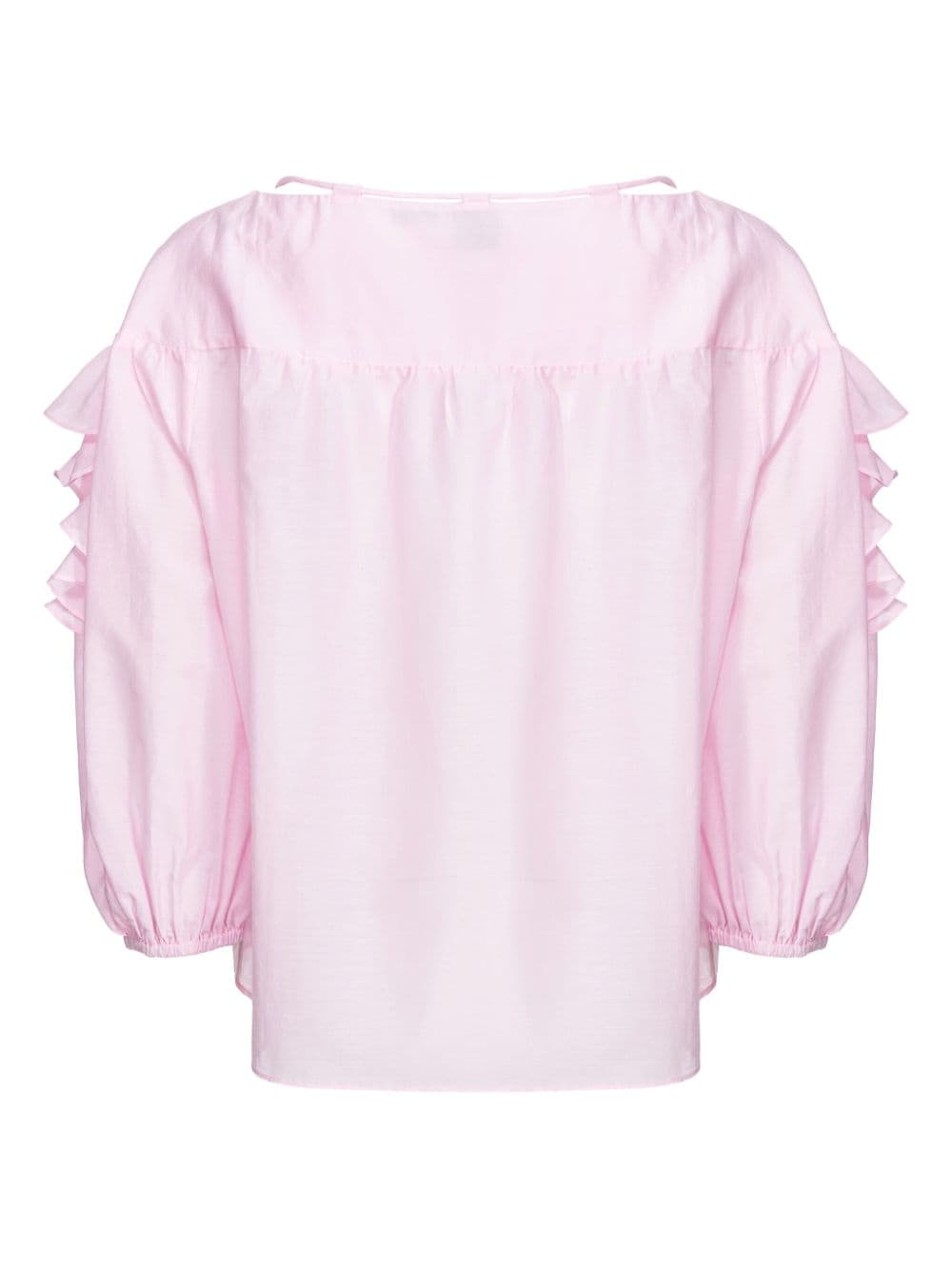 PINKO ruffle cotton-silk blend blouse - Roze