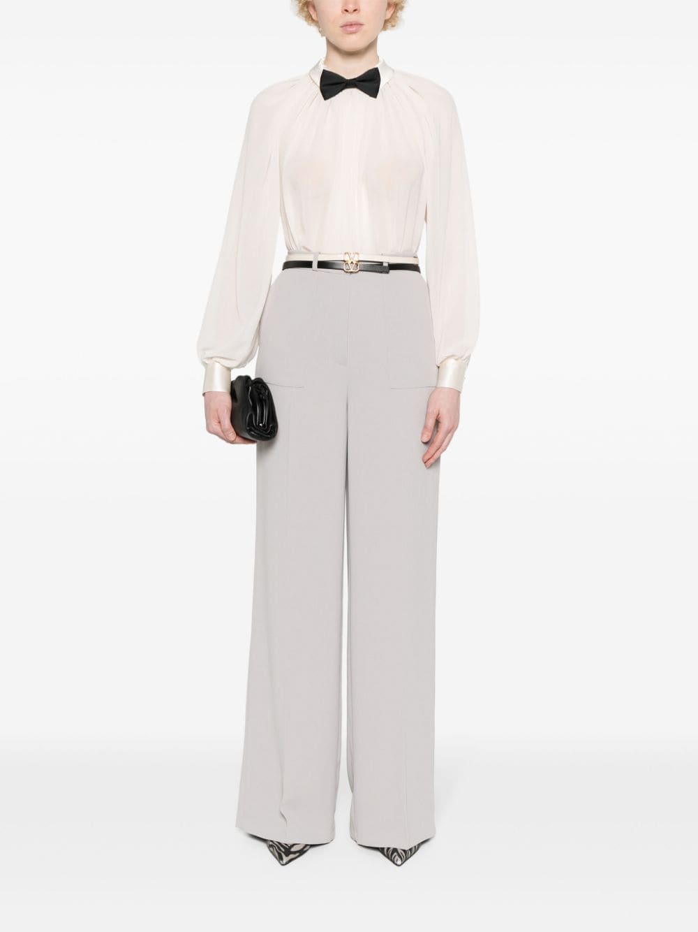 Elisabetta Franchi bow-detail georgette blouse - Beige