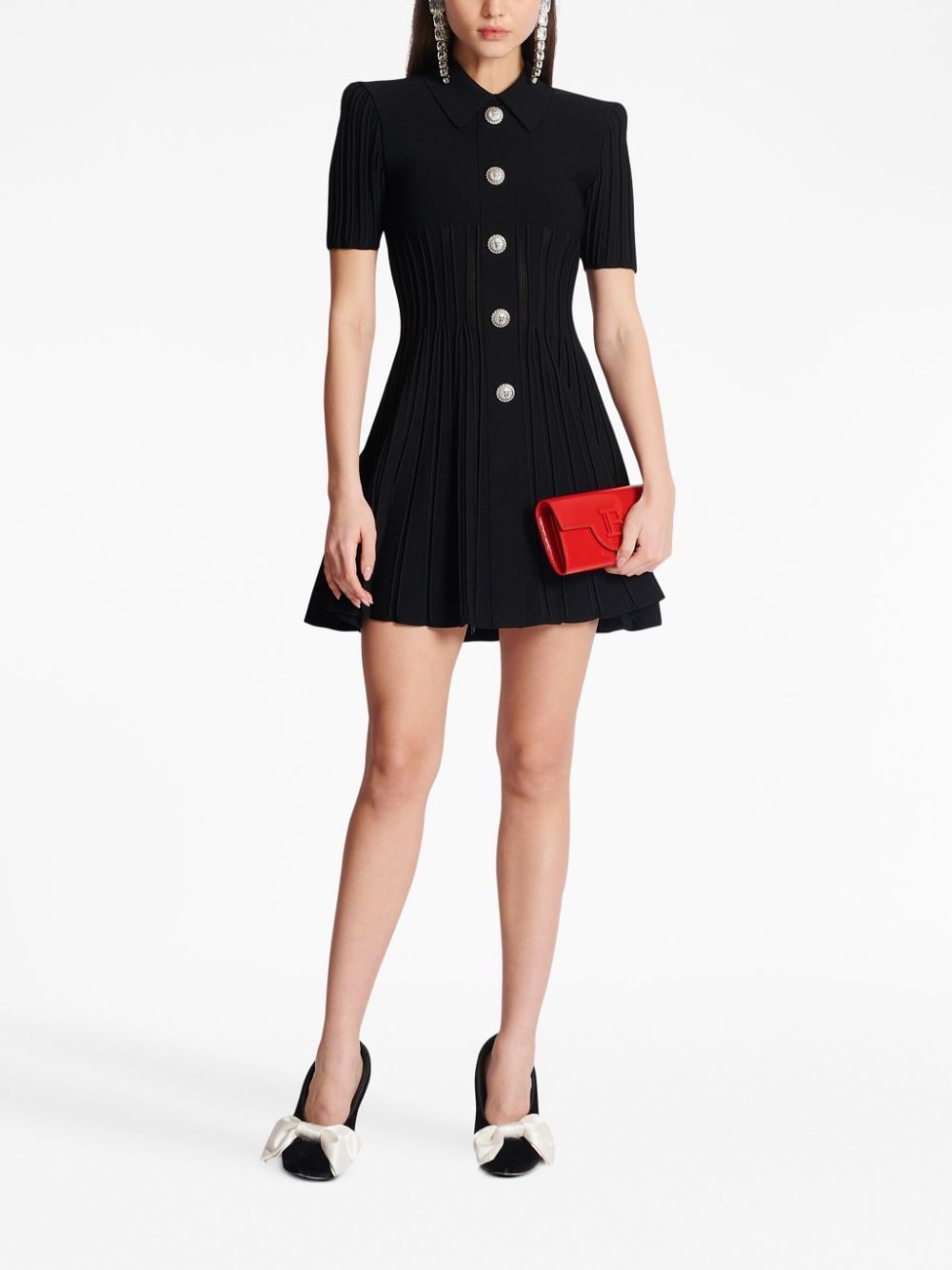 Balmain Ribgebreide mini-jurk - Zwart