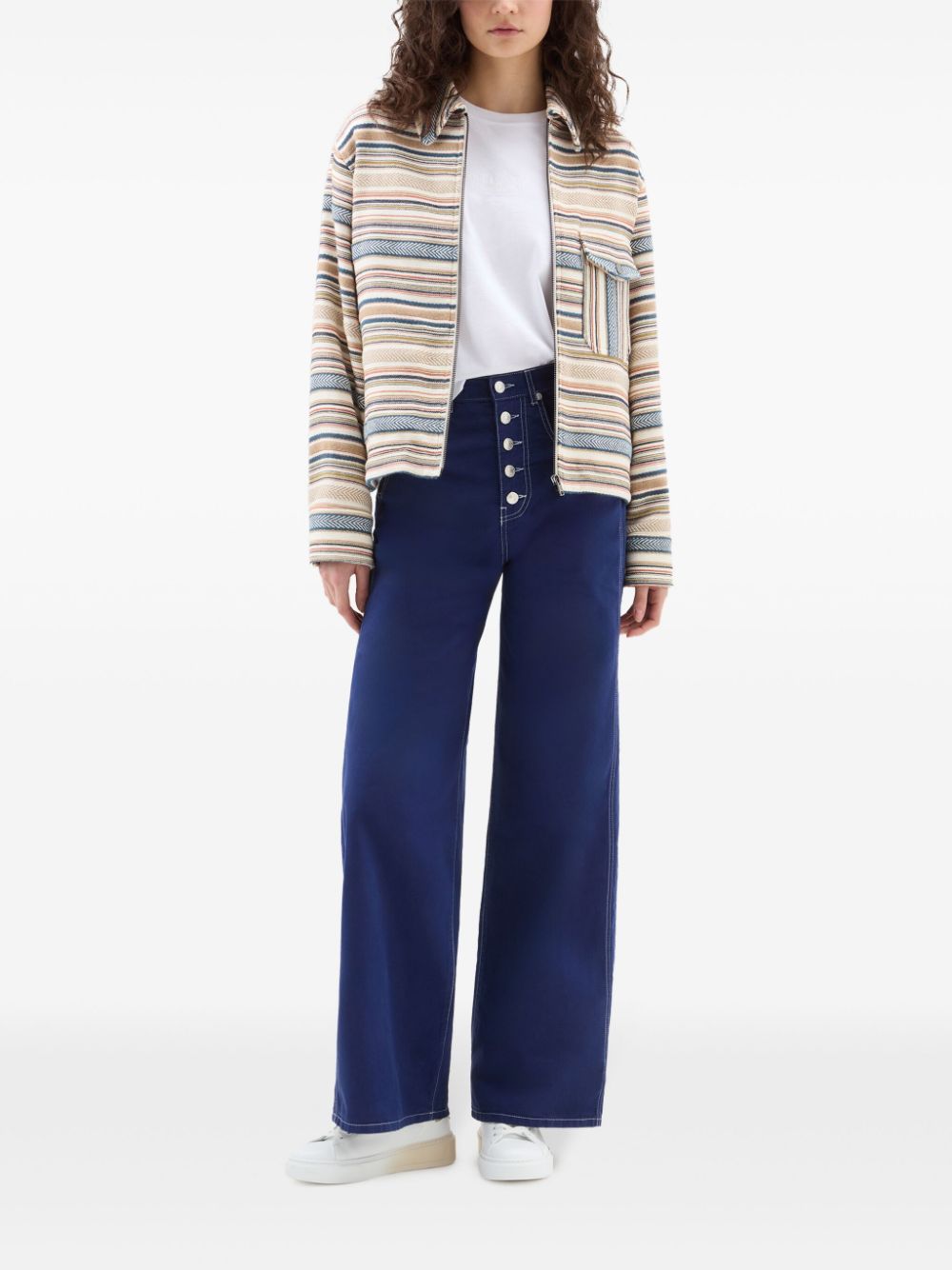 Woolrich garment-dyed wide-leg trousers - Blauw