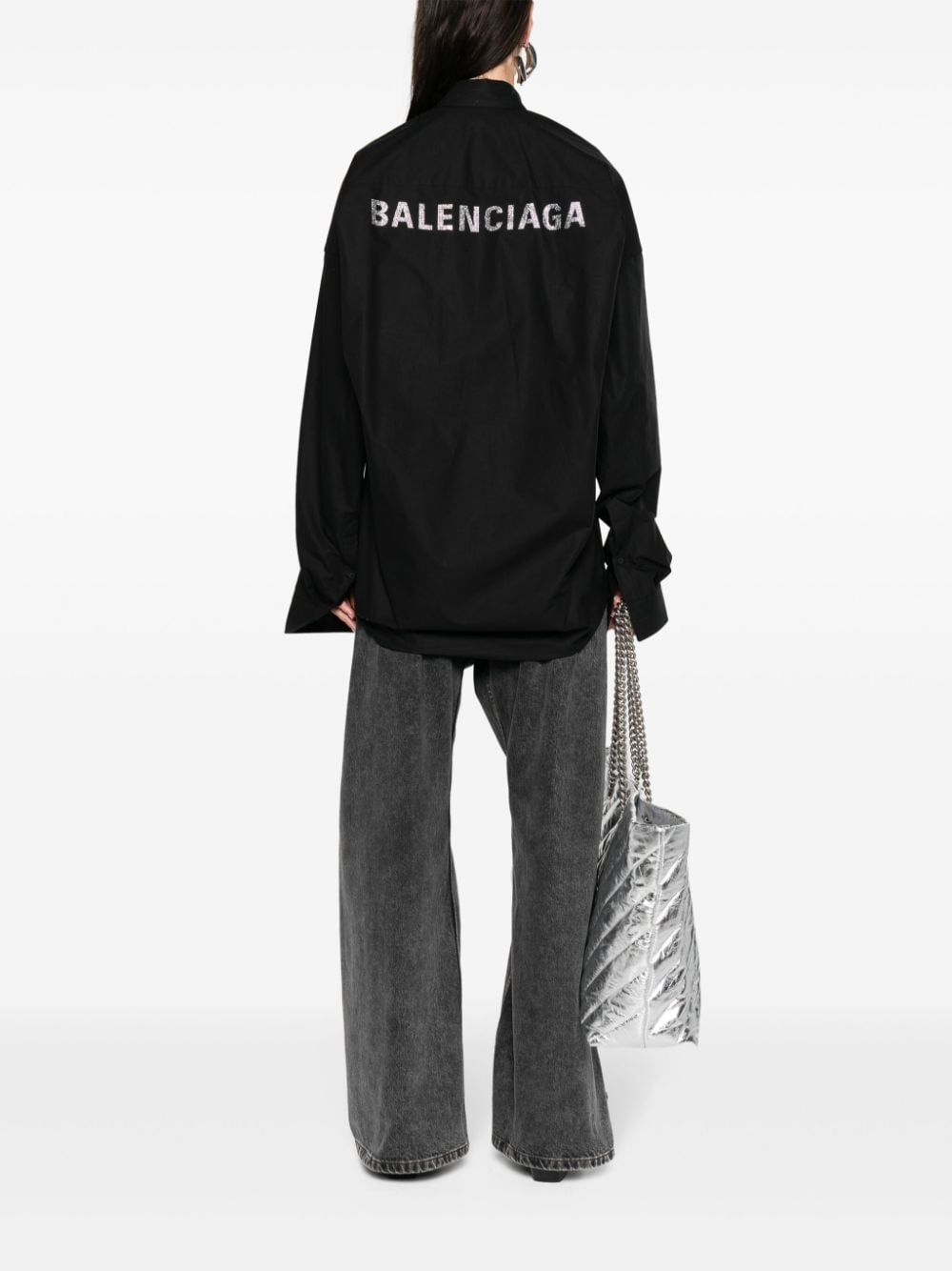 Balenciaga logo-embellished cotton shirt - Zwart