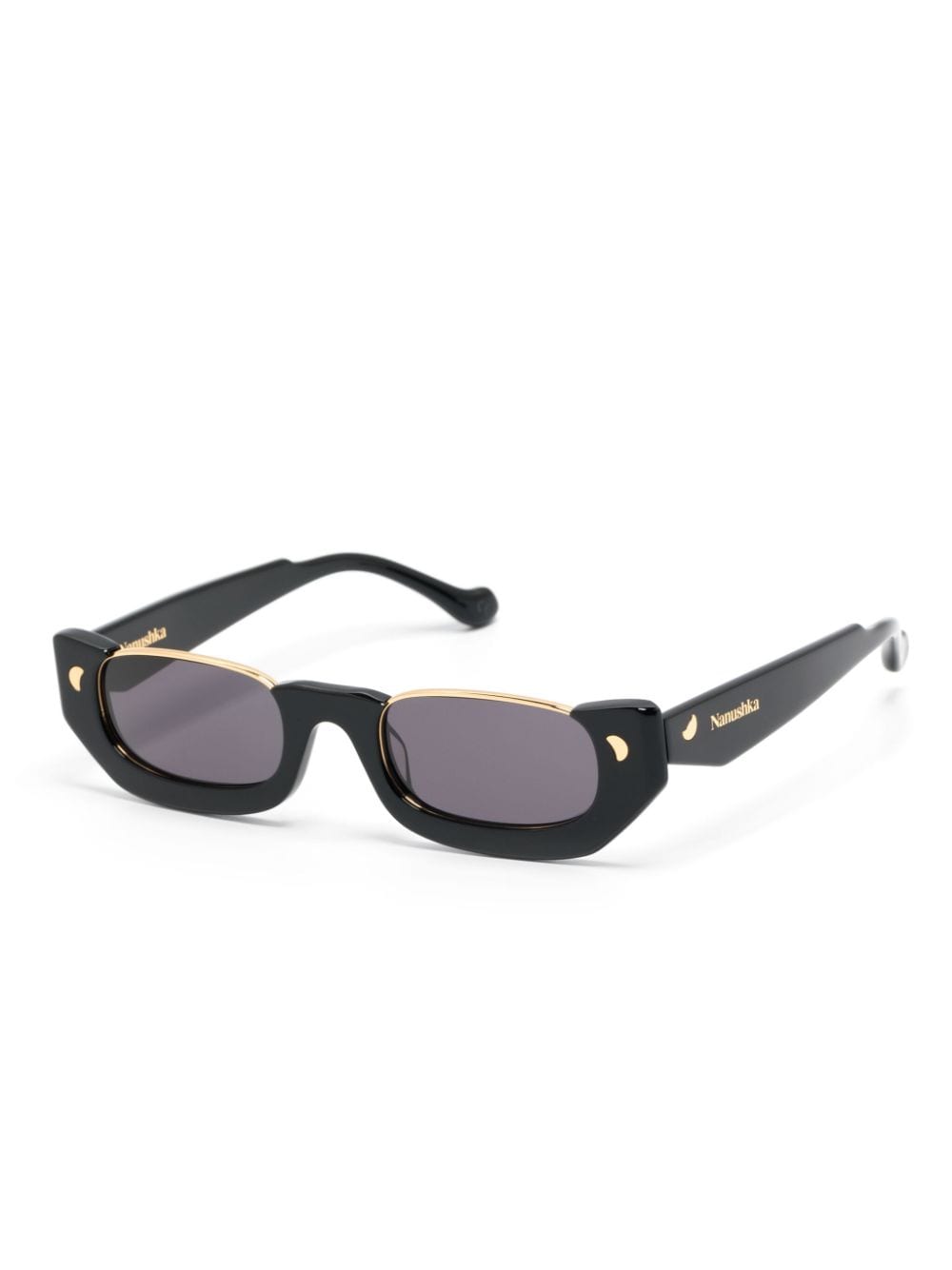 Nanushka Zorea zonnebril met rechthoekig montuur - Zwart