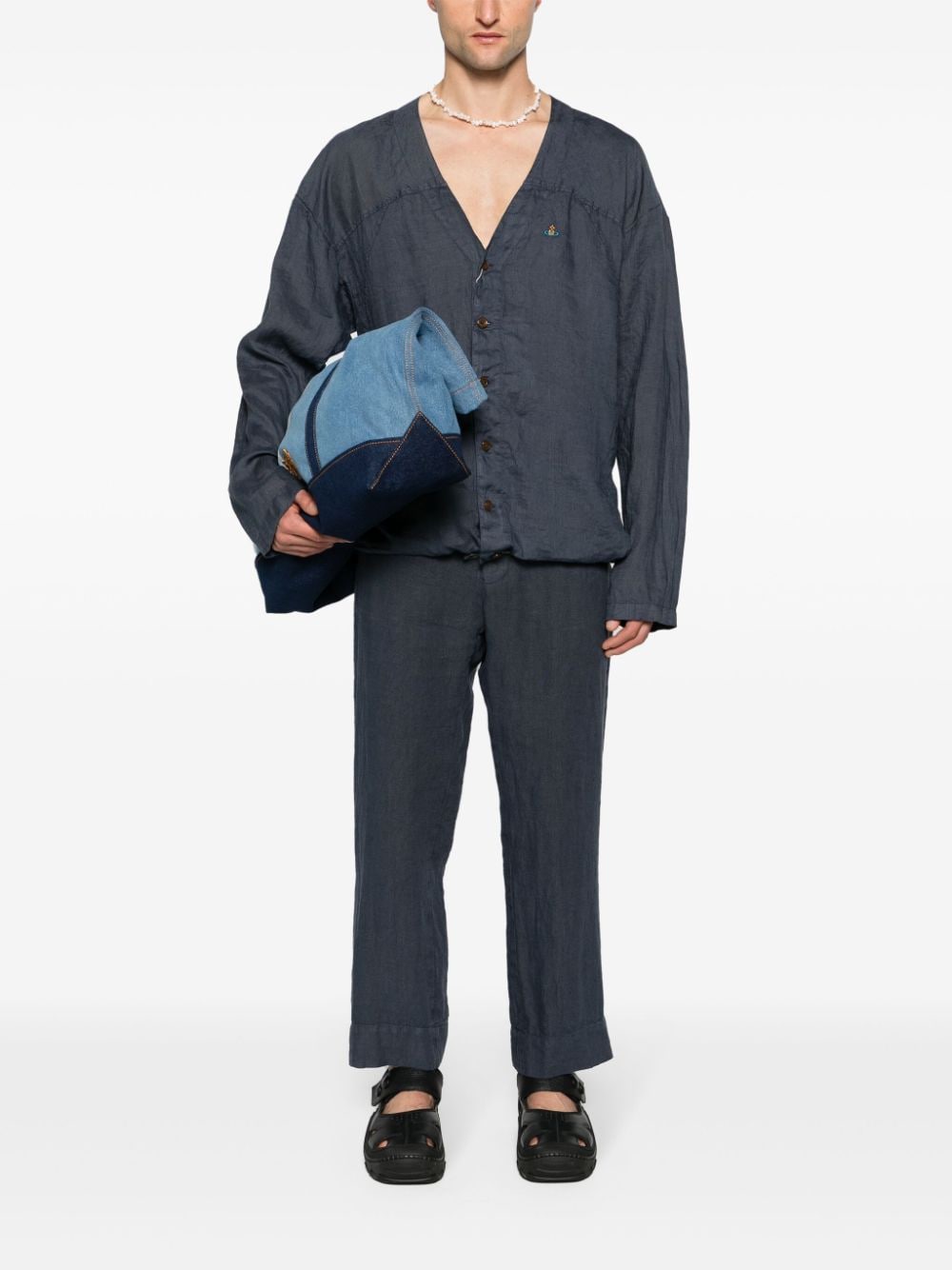 Vivienne Westwood Orb-logo linen shirt - Blauw