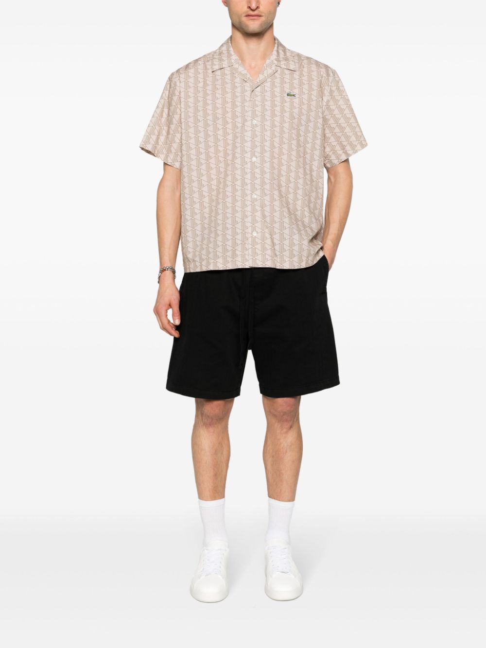 Lacoste short-sleeve geometric-print shirt - Beige