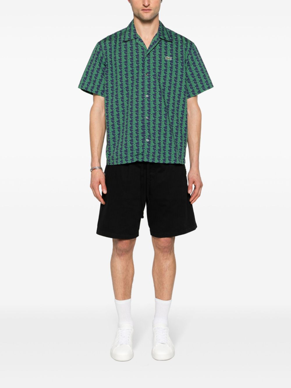 Lacoste short-sleeve geometric-print shirt - Blauw