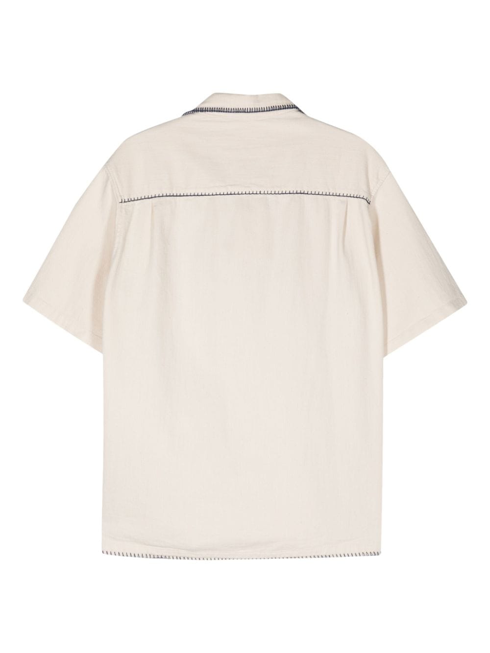 Drôle De Monsieur logo-embroidered cotton shirt - Beige