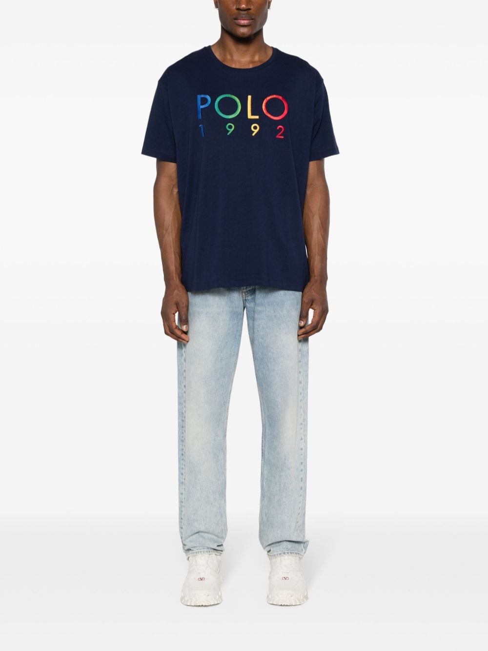 Polo Ralph Lauren logo-embroidered cotton t-shirt - Blauw