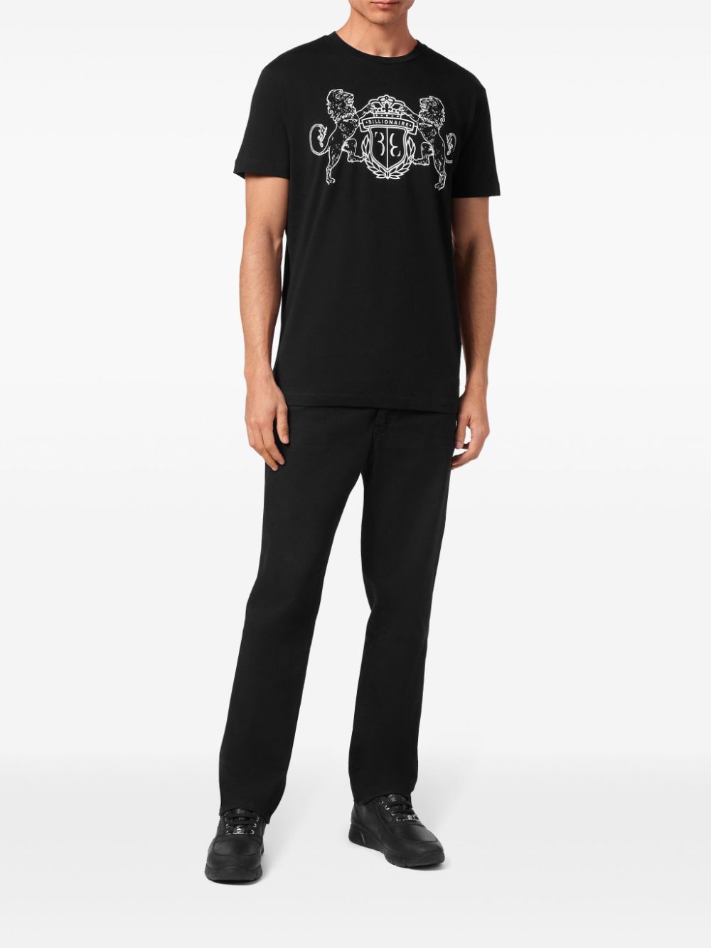 Billionaire logo-embroidered cotton T-shirt - Zwart
