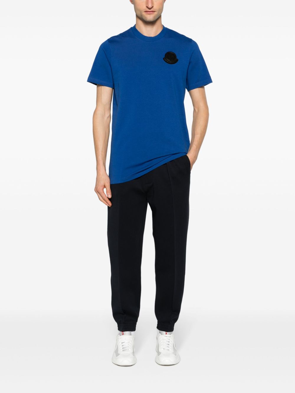 Moncler logo-patch cotton T-shirt - Blauw
