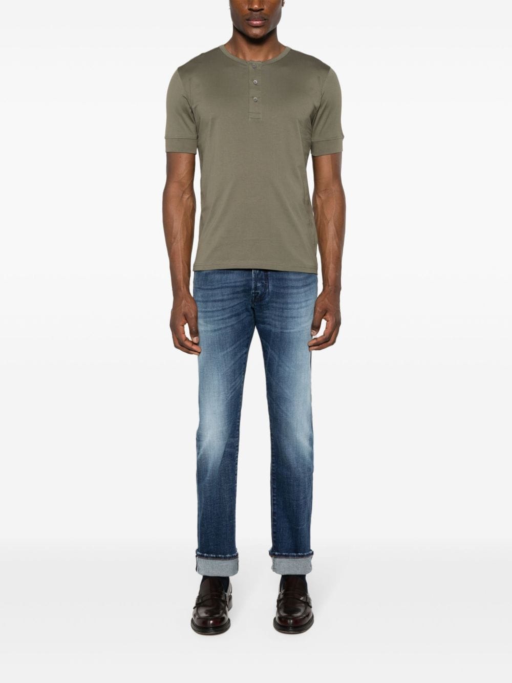 Sunspel Henley cotton T-shirt - Groen