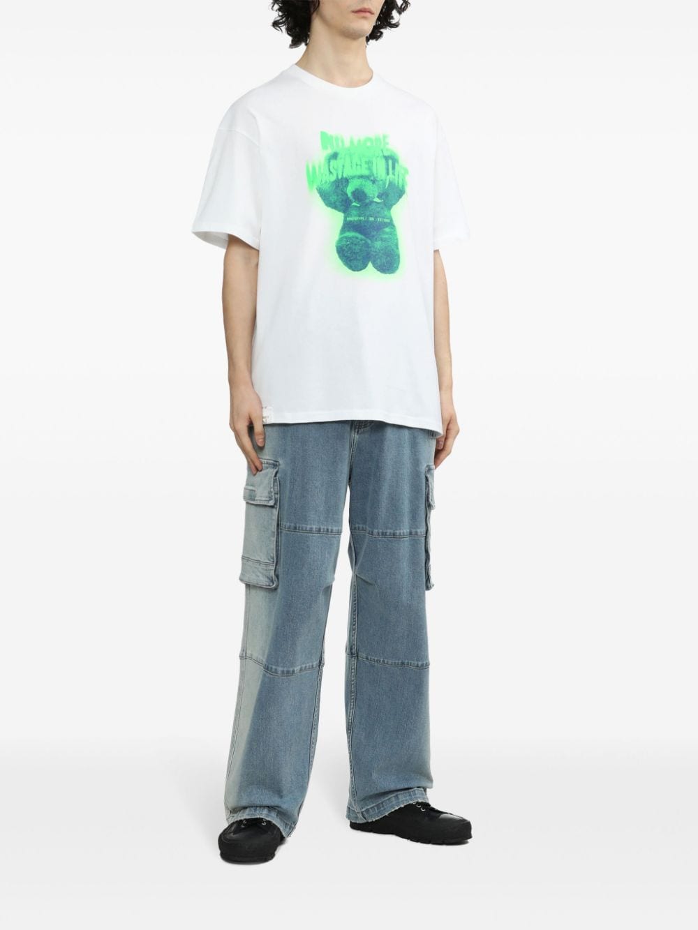 Izzue teddy bear-print cotton t-shirt - Wit