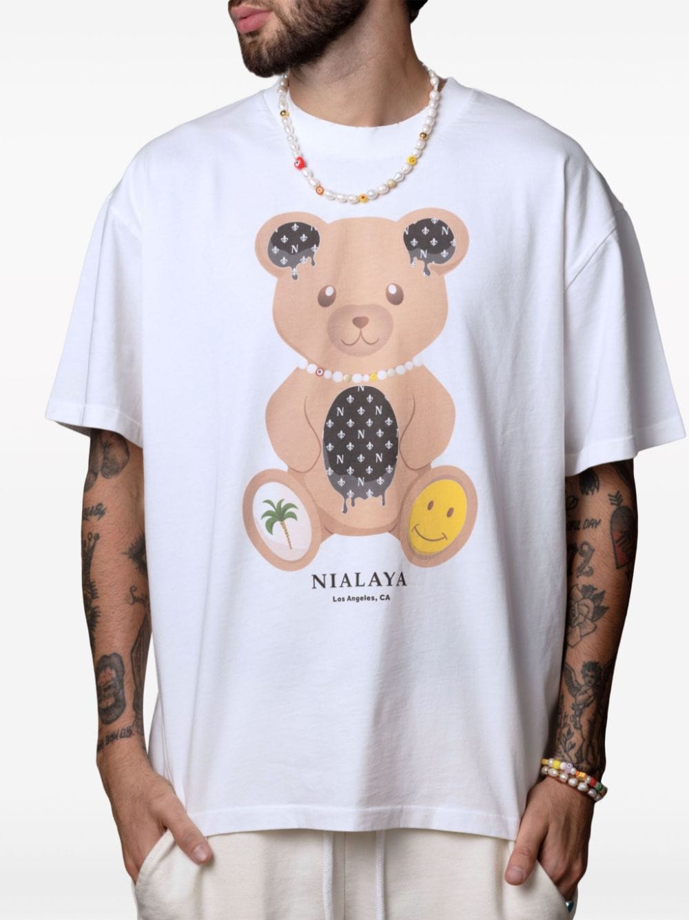 Nialaya Jewelry teddy bear-print T-shirt - Wit