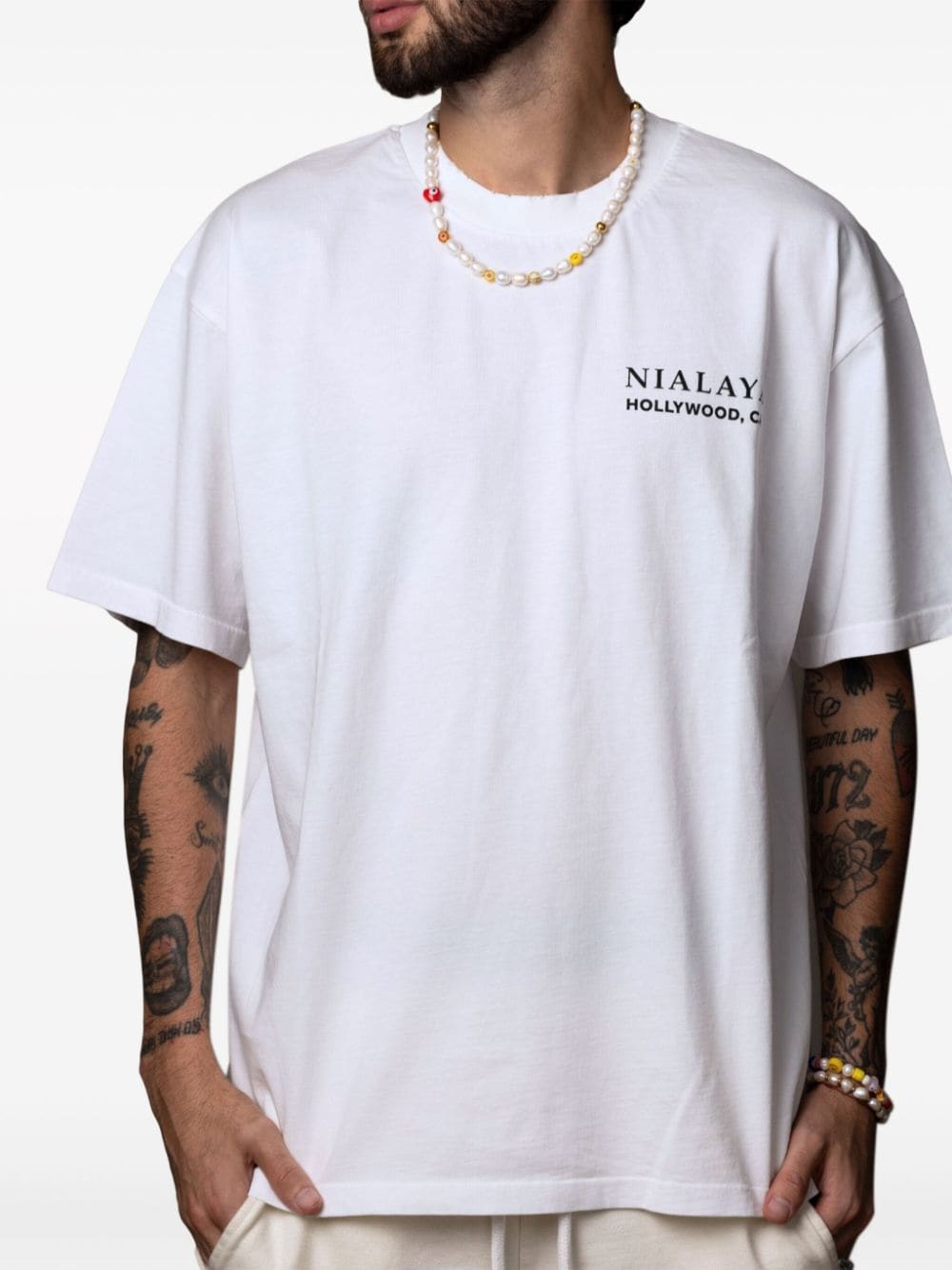 Nialaya Jewelry logo-print T-shirt - Wit