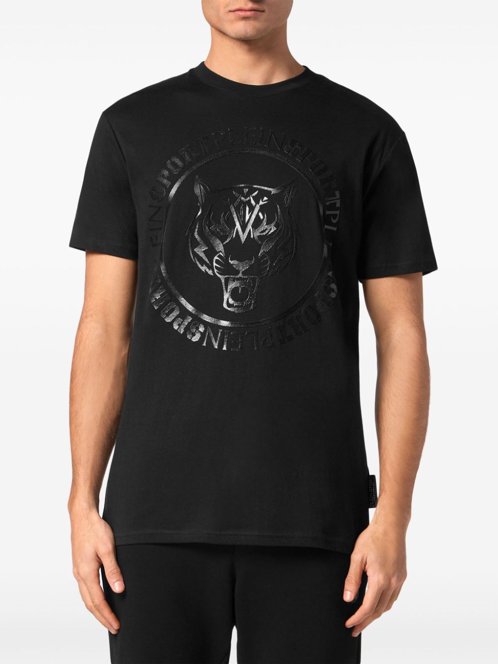 Plein Sport Carbon Tiger-print cotton T-shirt - Zwart