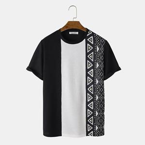 Men Apparel Men Geometric Pattern Patchwork Short Sleeves Tops Summer T-shirts