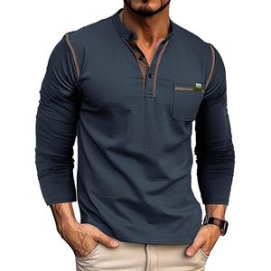 Phoca largha Men's Fit Long Sleeve Henley Shirts Stretch Underwear Casual Basic Tops Button Breathable Sports T-Shirts Athletic Workout Moisture Wicking Tee Shirts