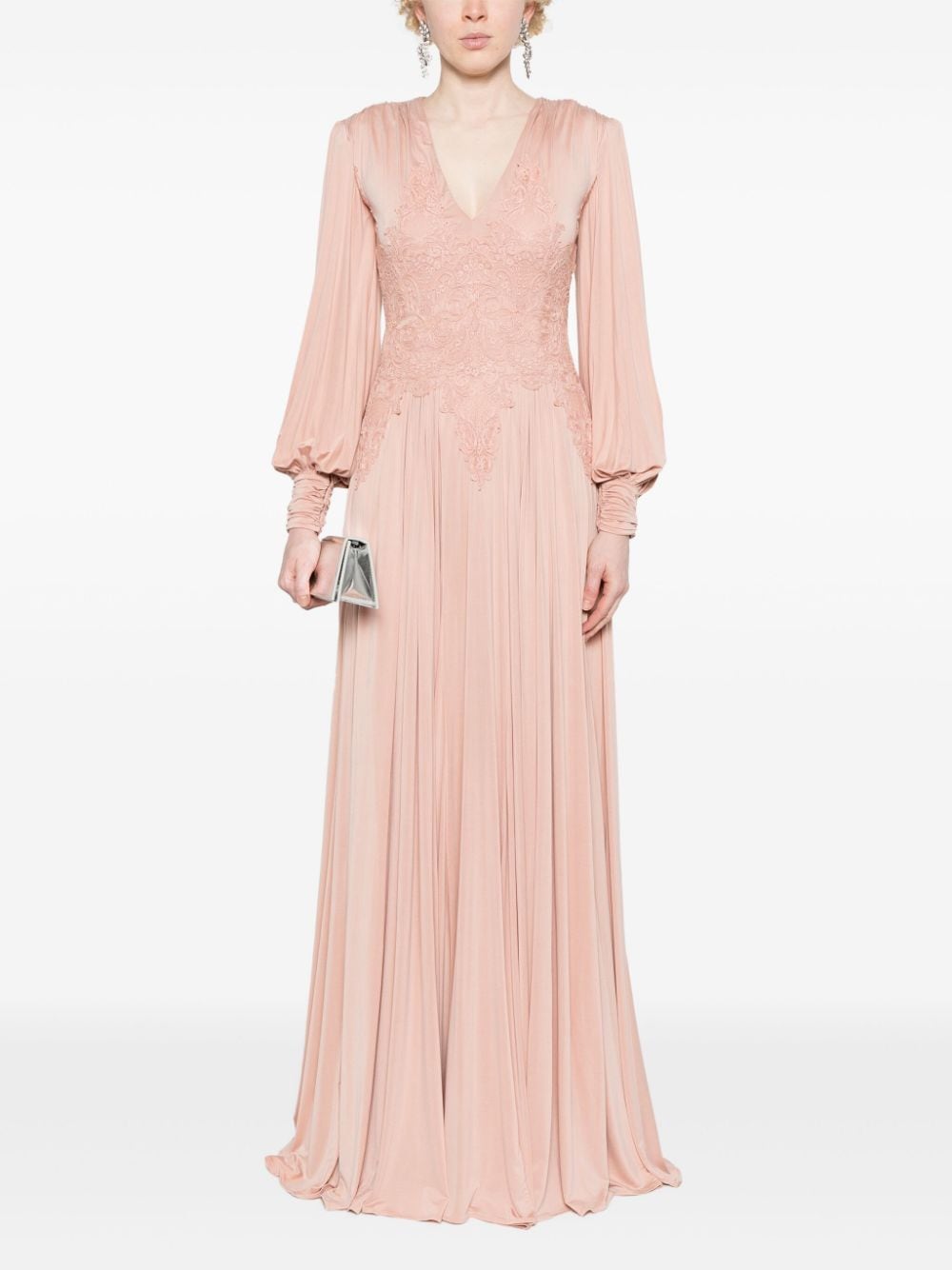 Elisabetta Franchi lace-detail maxi dress - Roze