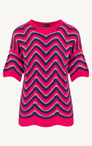 The Musthaves Zigzag Trui Kobalt Lurex Neon