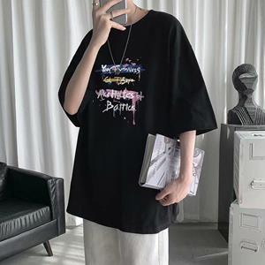 Custer Men Clothes Mall Men Short Sleeve T-Shirts Letter Graphic Print Fashion brand tees for men Men Clothing Casual Tee Man Summer Korean Retro Tops For