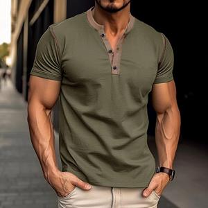 Phoca largha Men's Slim Fit Short Sleeve Vintage Henley Shirts Casual Basic Tops Summer Button Sports T-Shirts Athletic Workout Moisture Wicking Tee Shirt for Male