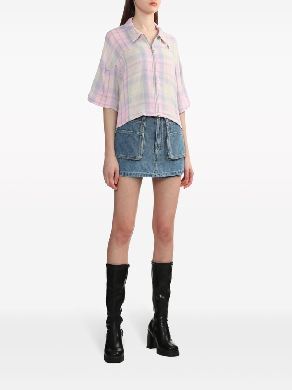 Izzue plaid-check cotton shirt - Roze