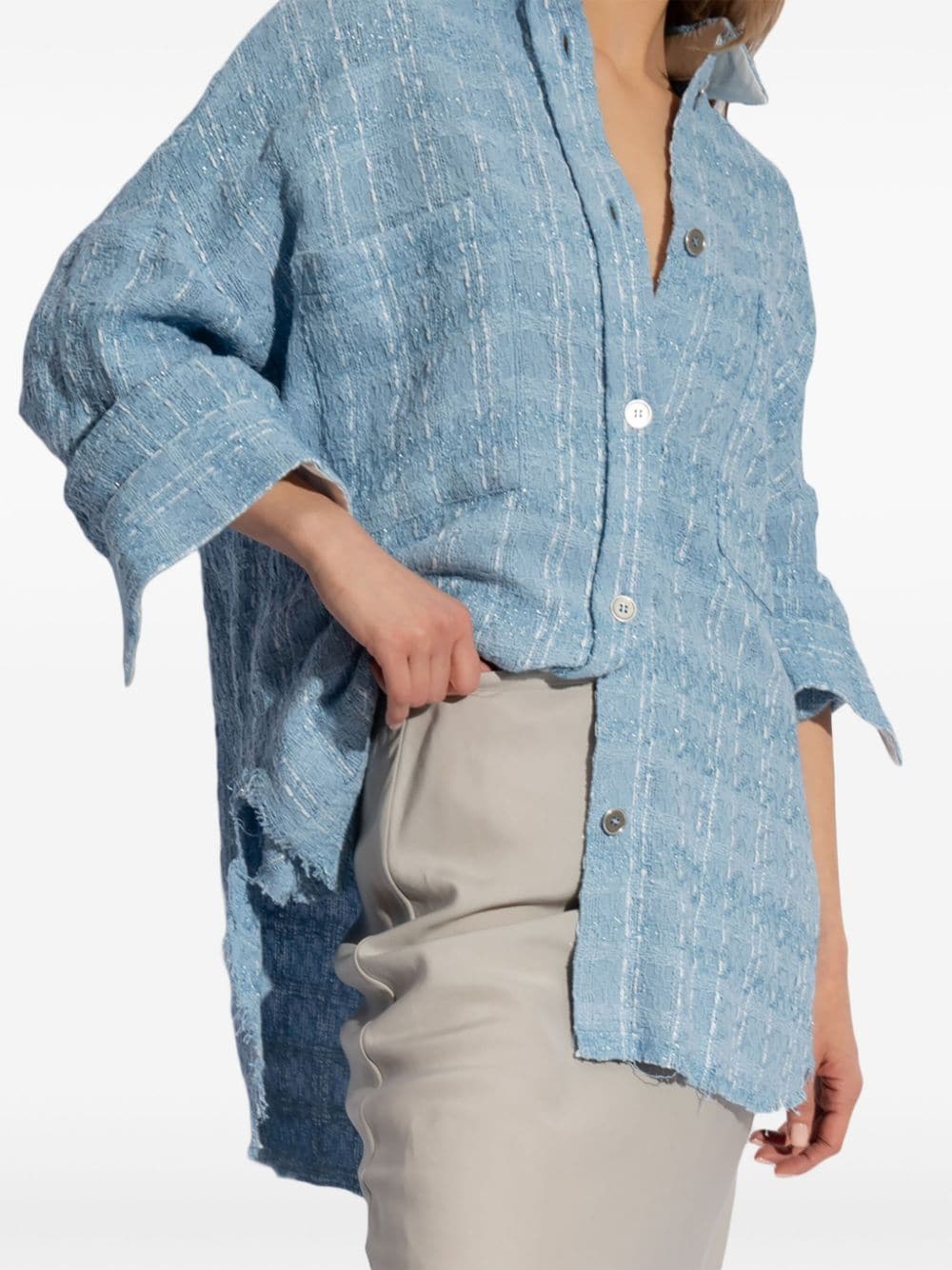 IRO long-length bouclé shirt - Blauw