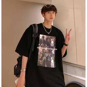 Custer Men Clothes Mall Men Short Sleeve T-Shirts Letter Graphic Print Half Sleeve Tshirts Pullover T-shirt Casual Tee Man Korean Casual Round Neck Retro Tops For
