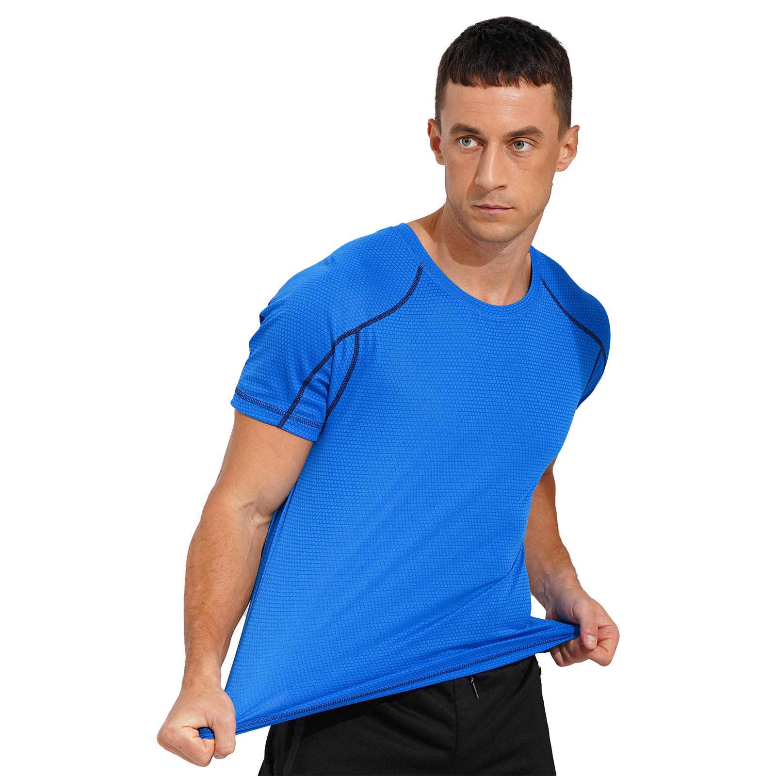 ZDHoor Men Summer Shirts Short Sleeve Tops Quick Dry Solid Color Athletic Sports Tops