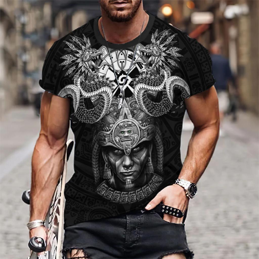 Wengy 2 Zomer T-shirt Voor Mannen Kleding 3D Mexico Etnische Tops Tees Azteken Gedrukt Patroon Shirts Hip Hop Streetwear Oversized T-shirt