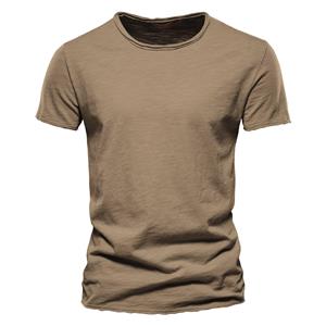 HerSight Summer Men's Solid Color Bamboo Knot Cotton O-neck Short Sleeve T-shirt Pure Cotton Men Clothing