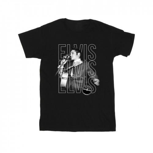 Elvis Mens Triple Logo Portrait T-Shirt