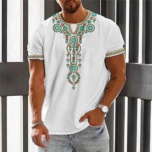 ETST WENDY 005 Summer Vintage Ethnic T-shirt 3D Printed O-Neck Men's Top Large Short Sleeve T-shirt Loose Street Wear
