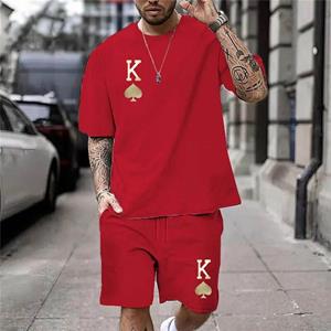 ETST 07 Gold K Print Men's T-Shirt Shorts Set Summer Chic Casual Street Everyday Wear Two-Piece Fashion Short Sleeves And Shorts For Men