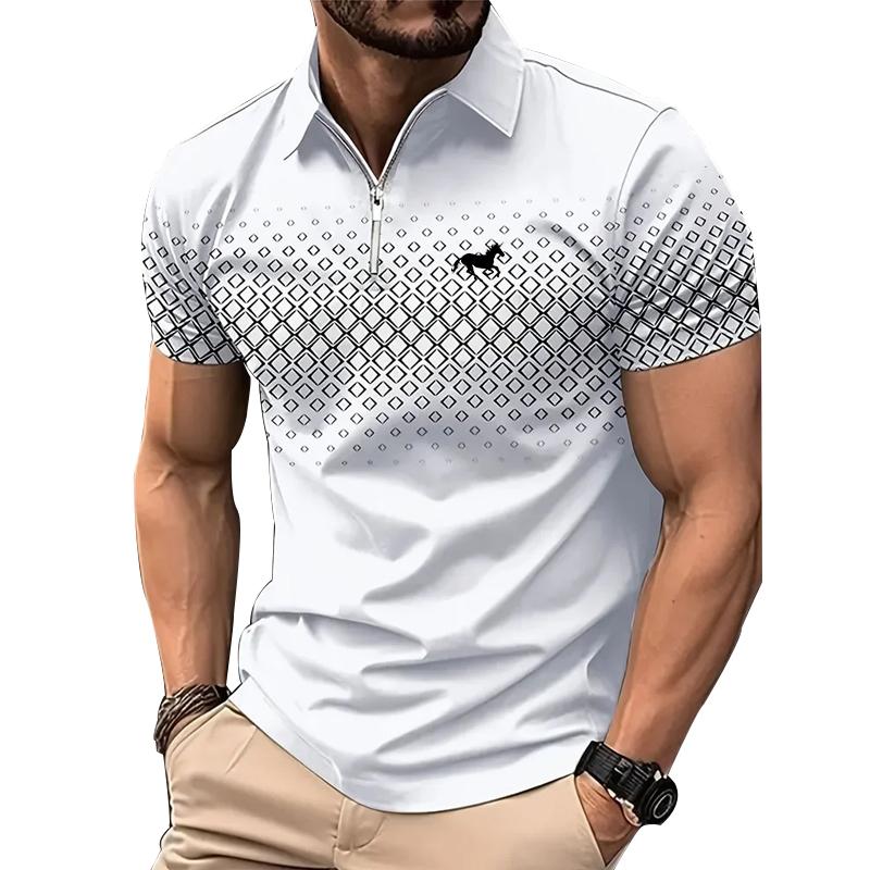 Bengbukulun Men Fashion Slim Fit Summer Short Sleeve Sport Zipper Polo Shirt .