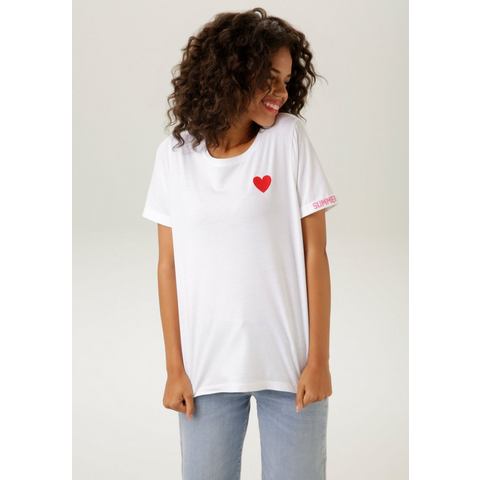 Aniston CASUAL T-shirt met hartjes en bedrukte achterkant - nieuwe collectie