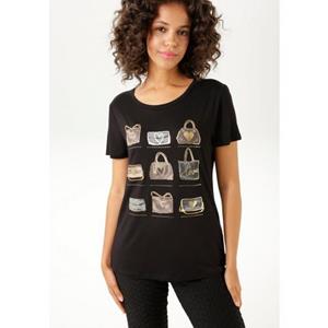 Aniston CASUAL T-shirt Print aan de voorkant, deels met glinsterende folieprint - NIEUWE COLLECTIE