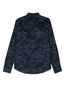 Armani Exchange logo-print button-up shirt - Blauw