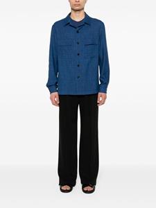 Zegna tonal-stitching cashmere-linen shirt - Blauw