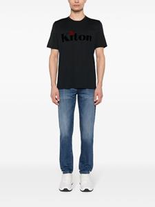 Kiton flocked-logo cotton T-shirt - Zwart