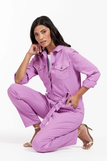 Studio Anneloes Ariana col denim jumpsuit - lila pink - 09998