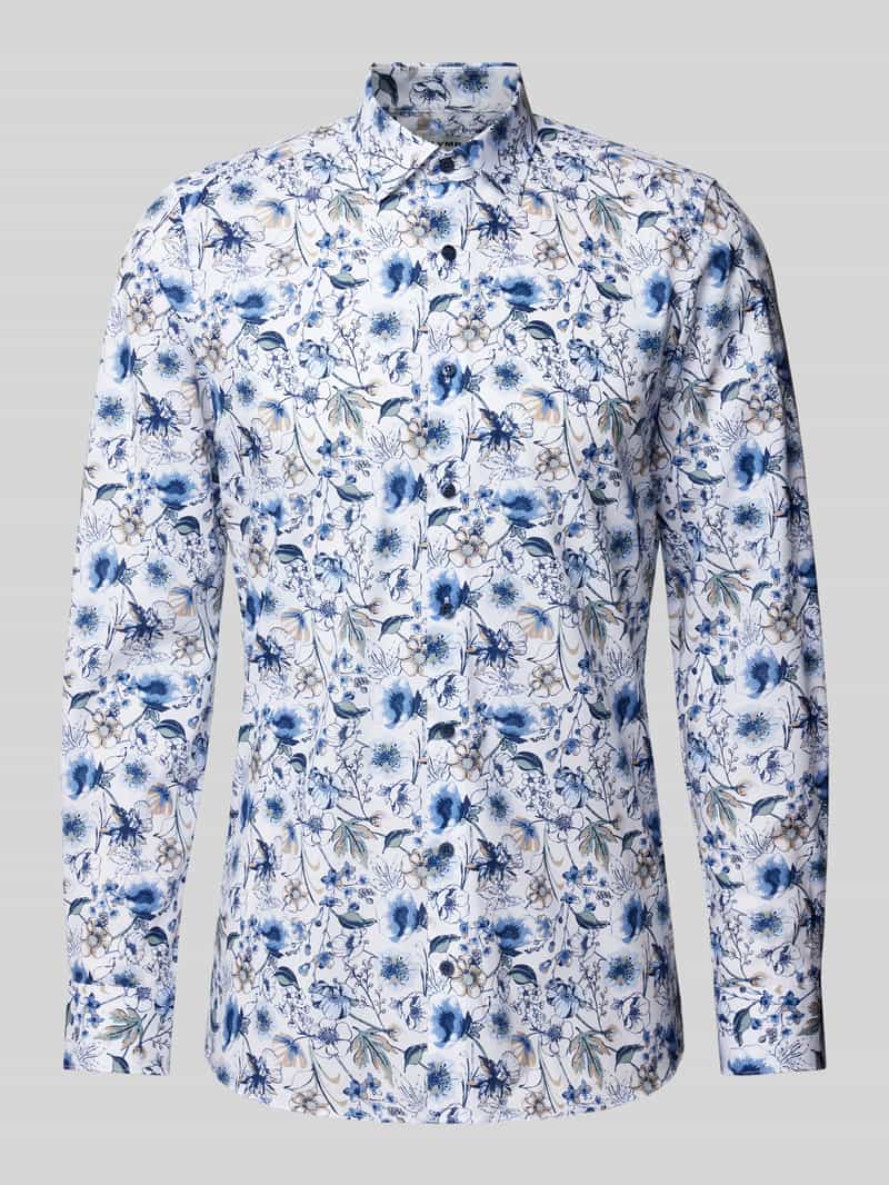 OLYMP LEVEL 5 SLIM FIT Body fit zakelijk overhemd met bloemenprint, model 'Taviano'
