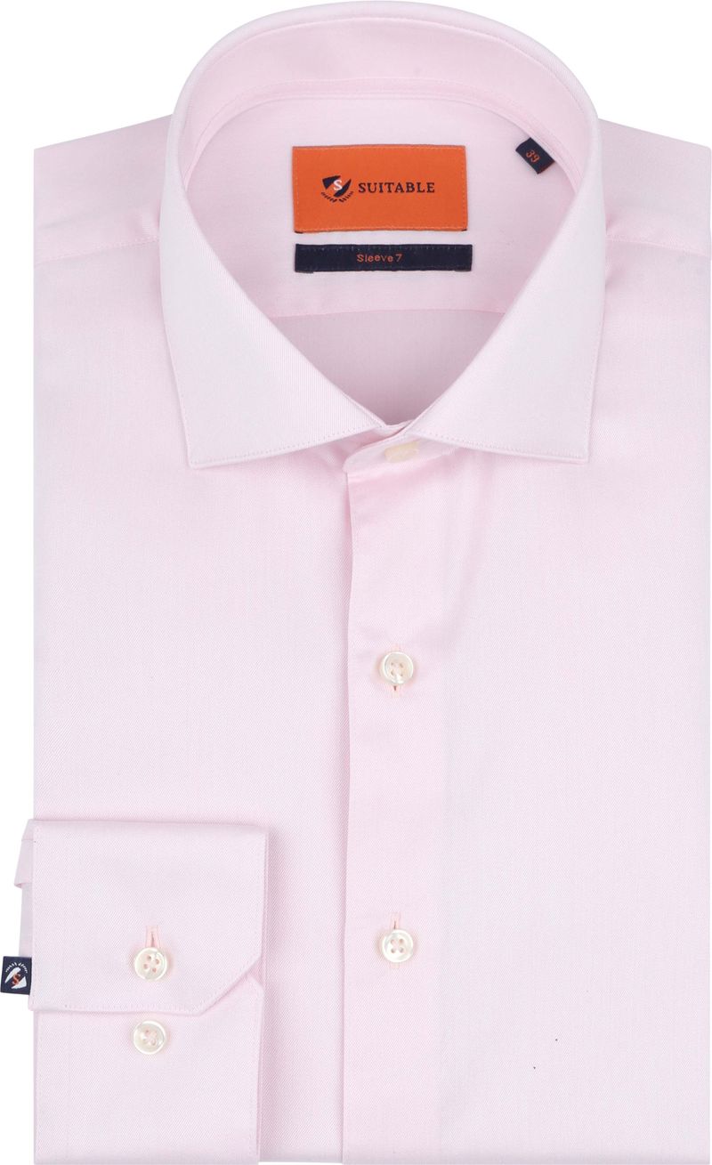 Suitable Overhemd Extra Lange Mouwen Twill Roze
