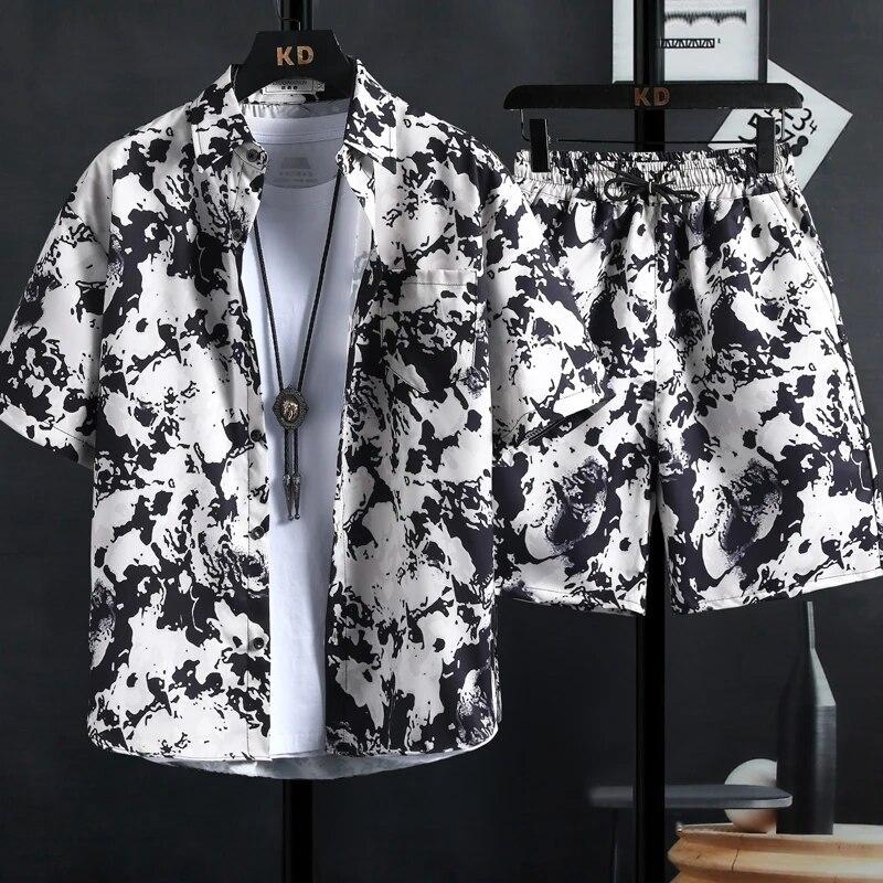 FIVE FIVE Men's Printed Shirt Sets High Quality Fashion Trend Shorts Hawaiian Style Casual Floral Tops