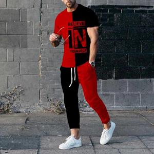 Nihao Summer New Men Tracksuits Fashion Jogger 3D Printed Short Sleeve T Shirt +Trousers 2 Piece Sets Casual Trend Oversized Clothing